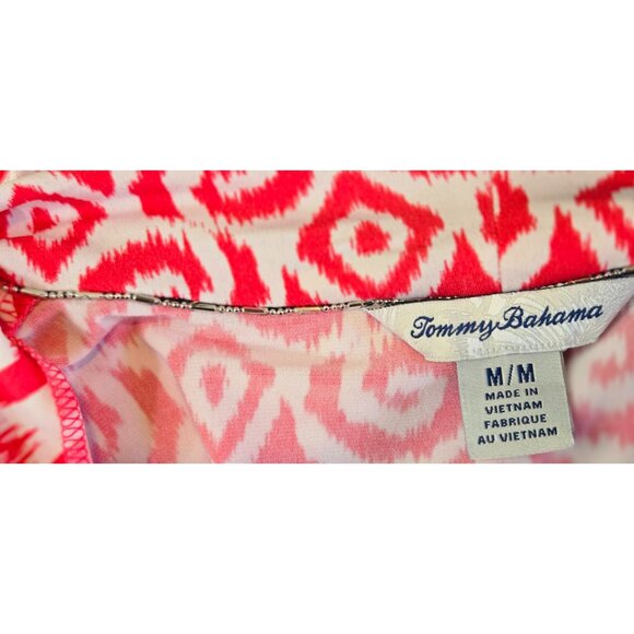 Tommy Bahama Size Medium Dress Cowl Neck Red White Cap Sleeve - Picture 5 of 8